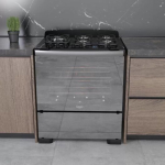 Fogão 5 Bocas Preto Frente Vidro Espelhado e Timer Digital Dako Diplomata Glass Grill Style Bivolt na Amazon
