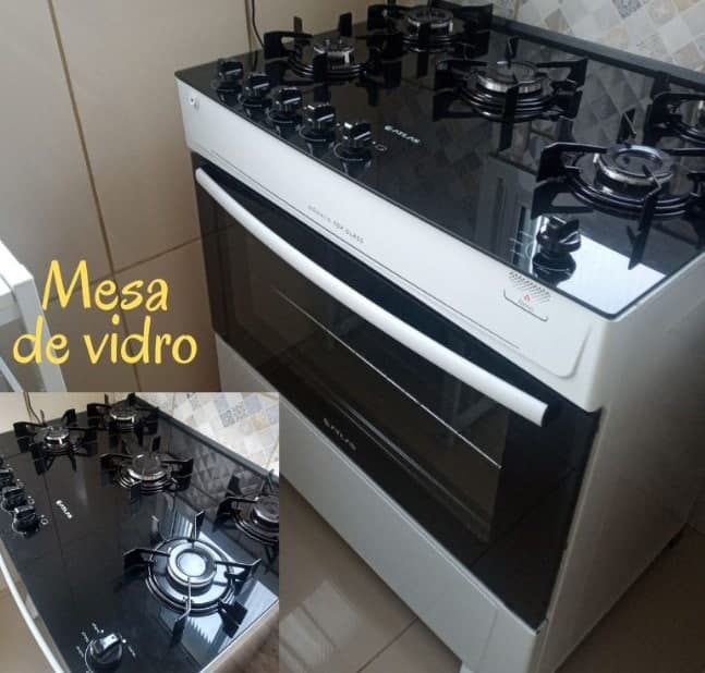 Fogão Atlas 5 Bocas Mônaco Top Glass com Mesa de Vidro Bivolt – Branco na Americanas