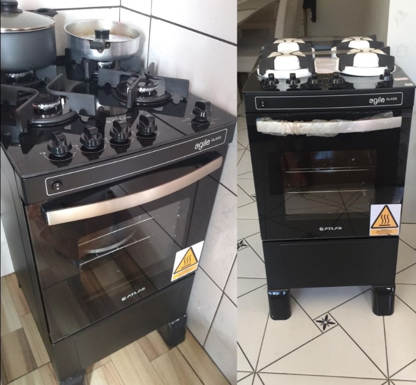 Fogão Atlas Agile Up Glass 4 Bocas Preto – Bivolt na Americanas