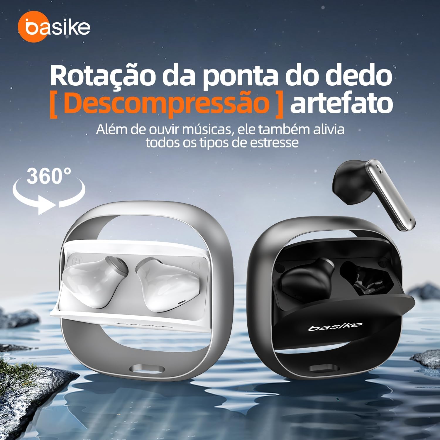 Fone de Ouvido Bluetooth TWS Basike G20-H Estéreo, Toque Sensível, 6h de Música, Bateria Recarregável, Bluetooth 5.4 (Branco) na Amazon