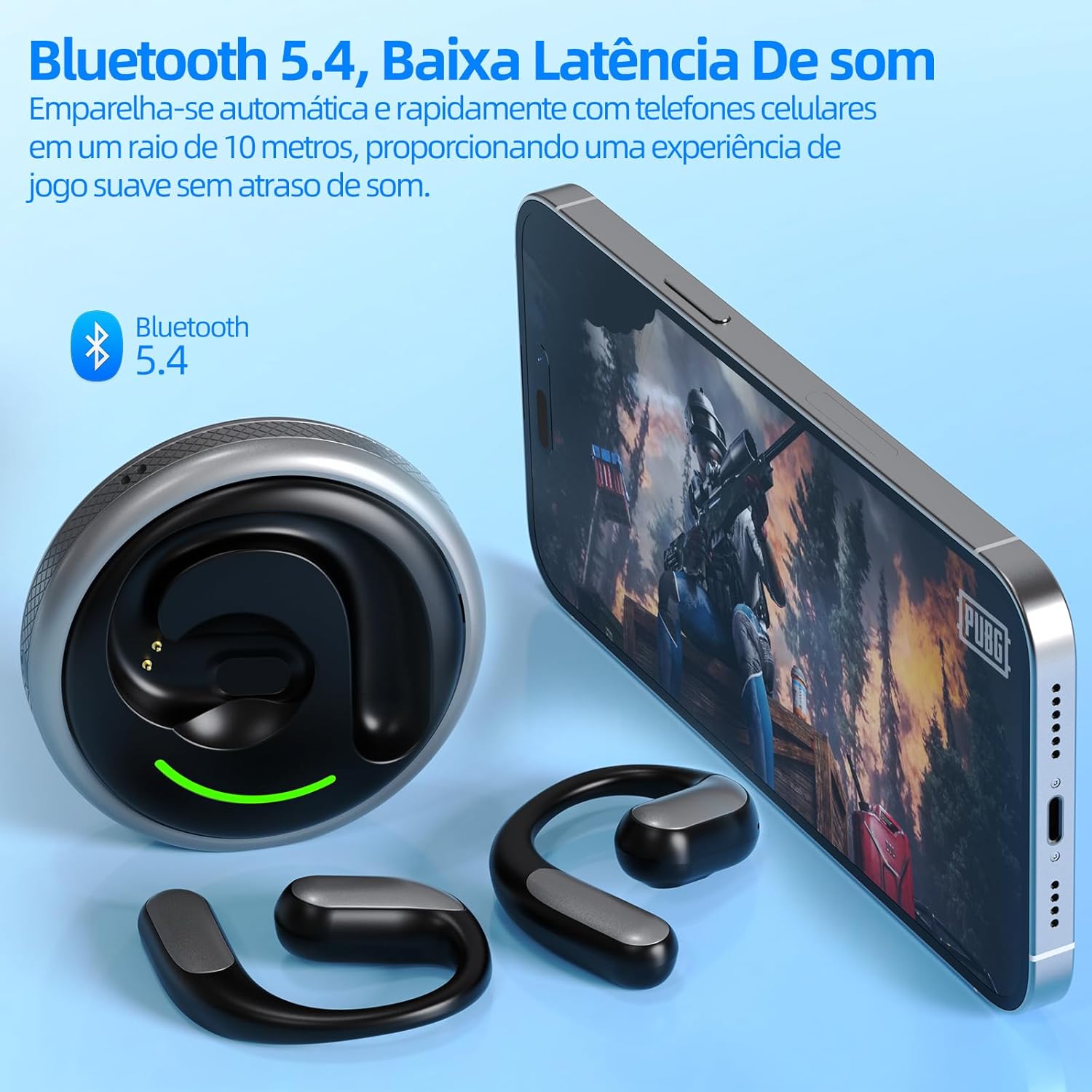 Fone de ouvido sem fio bluetooth 5.4 TWS cor preto, microfone, tecnologia IPX6 e 40 horas de reprodução na Amazon