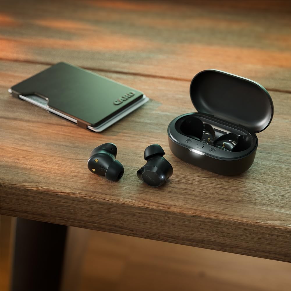 Fone de ouvido sem fio TWS Philips TAT1209BK/00 na cor preto, com bluetooth, microfone, tecnologia IPX4 e 18 horas de reprodução. na Amazon