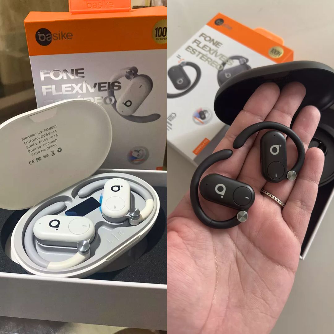 Fones de Ouvido Sem Fio Basike D91, Bluetooth 5.4, Estéreo Hi-Fi, Tela LED, 100h Standby, Leve e Confortável, Ideal para Corrida e Exercícios na Amazon