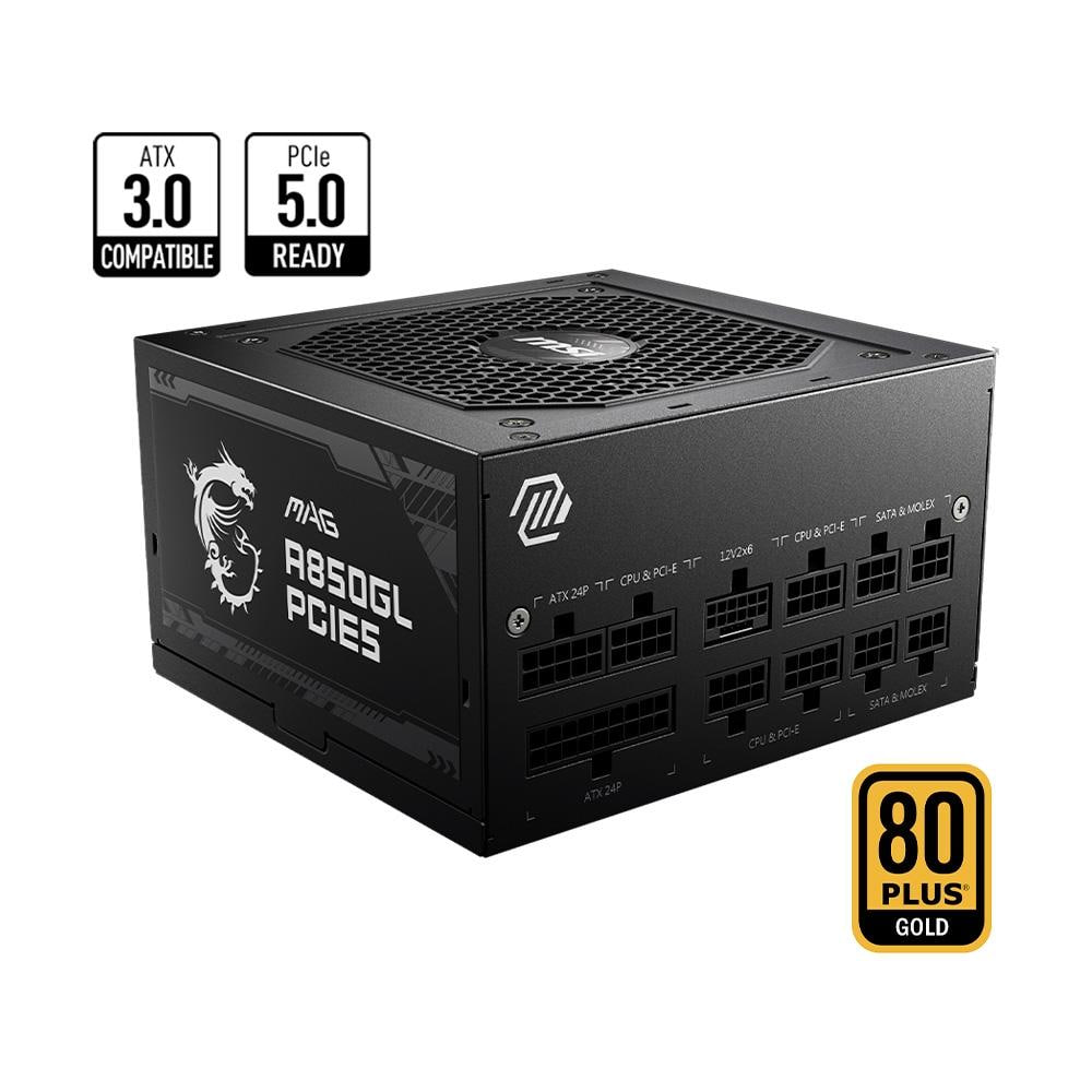 Fonte MSI MAG A850GL PCIE5, ATX 3.0, 850W, 80 PLUS Gold, Modular, PCIe 5.0, PFC Ativo, Bivolt, Preto na KaBuM!