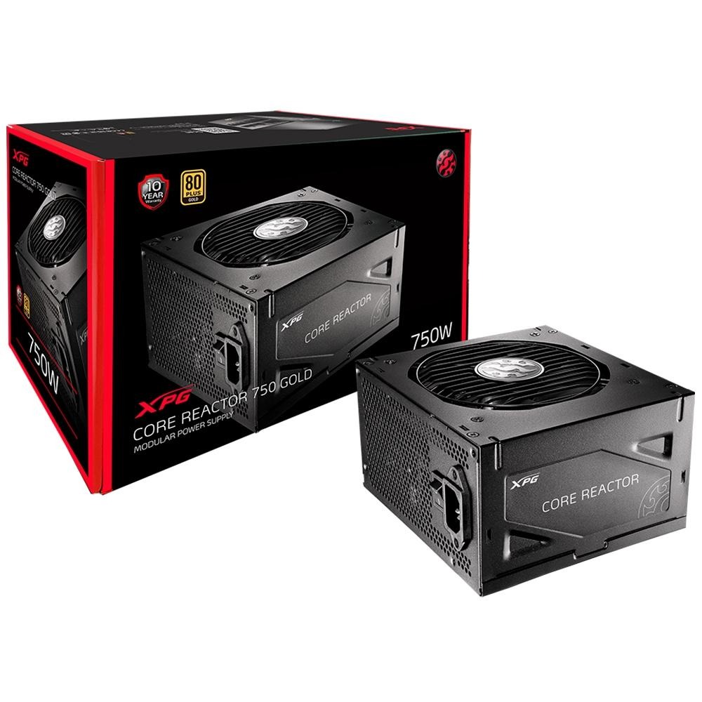 Fonte XPG Core Reactor, 750W, 80 Plus Gold, Modular, com cabo, Preto – Core Reactor na KaBuM!
