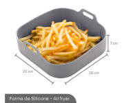 Forma Quadrada de Silicone para Air Fryer Cinza 20Cm x 7Cm – LYOR na Amazon