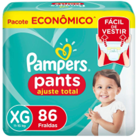 Fralda Calça Pampers Pants Tamanho XG - (Total 86 unidades) na Casas Bahia