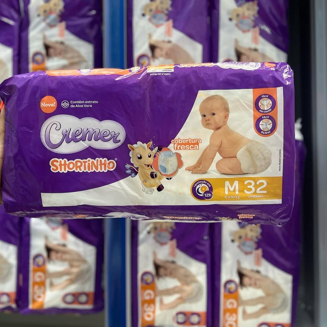 Fralda Cremer Shortinho Jumbo M 32 Unidades na Amazon