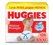 Fralda Descartável Huggies Máxima Proteção Tamanho XXXG – 128 unidades na Amazon