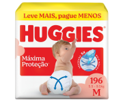Fralda Descartável Huggies Máxima Proteção – Tamanho M – 196 unidades na Amazon