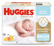 Fralda Huggies NATURAL CARE RN 34 unidades na Amazon