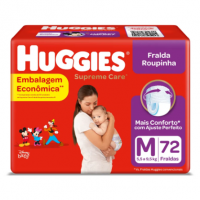Fralda Huggies Supreme Care Hiper Roupinha Tamanho M Com 72 Unidades na Pague Menos