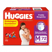 Fralda Huggies Supreme Care Hiper Roupinha Tamanho M Com 72 Unidades na Pague Menos