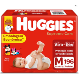 Fralda Huggies Supreme Care M (Total 196 unidades) na Amazon