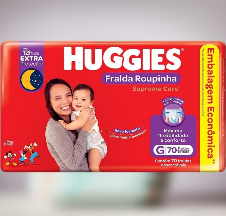 Fralda Huggies Supreme Care Roupinha G – 70 fraldas na Amazon
