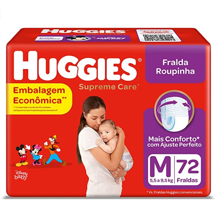 Fralda Huggies Supreme Care Roupinha M – 72 fraldas na Amazon