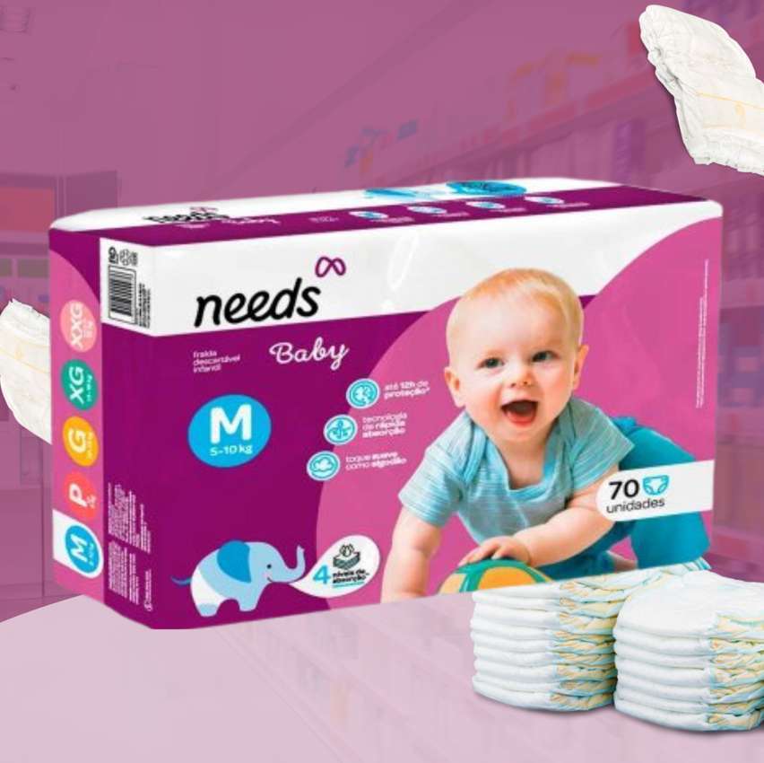 Fralda Needs Baby Mega M – 70 Unidades na Drogasil