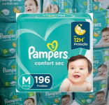 Fralda Pampers Confort Sec M 196 Unidades, Pampers na Amazon
