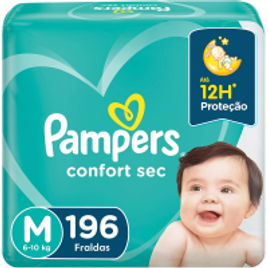 Fralda Pampers Confort Sec M 196 Unidades, Pampers na Amazon