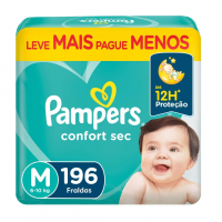 Fralda Pampers Confort Sec M 196 Unidades, Pampers na Amazon