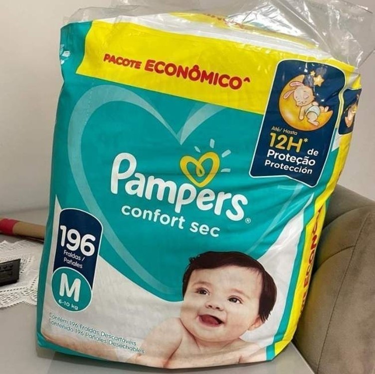 Fralda Pampers Confort Sec M 196 Unidades, Pampers na Amazon