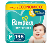 Fralda Pampers Confort Sec M 196 Unidades, Pampers na Amazon
