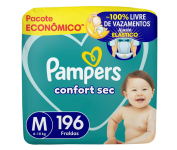 Fralda Pampers Confort Sec M 196 Unidades, Pampers na Amazon