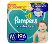 Fralda Pampers Confort Sec M 196 Unidades, Pampers na Amazon
