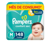 Fralda Pampers Confort Sec M – 148 fraldas na Amazon