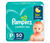 Fralda Pampers Confort Sec Mega Tamanho P – 50 Unidades na Extra