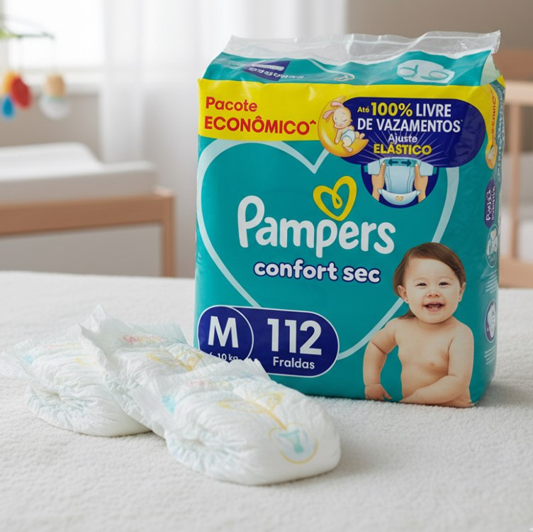 Fralda Pampers Confort Sec Tamanho M 112 Fraldas Descartáveis na Amazon