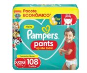 Fralda Pampers Pants Ajuste Total tamanho XXXG, Fácil de Vestir, 108 Unidades na Amazon