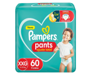 Fralda Pampers Pants Ajuste Total XXG 60 unidades na Amazon