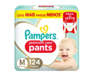 Fralda Pampers Pants Premium Care M – 124 unidades na Amazon