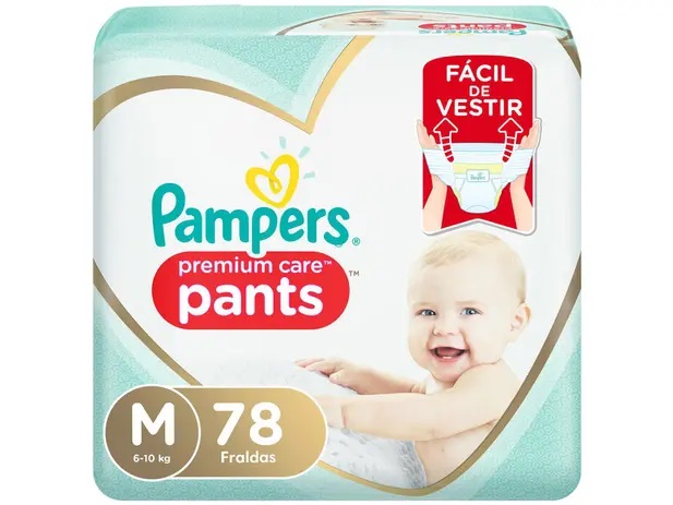 Fralda Pampers Premium Care Pants Calça Tam. M – 6 a 10kg 78 Unidades na Magazine Luiza