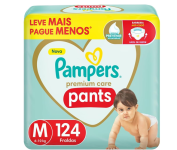 Fralda Pampers Premium Care Pants Tamanho M, Fácil de Vestir, 124 Unidades na Amazon
