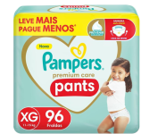 Fralda Pampers Premium Care Pants Tamanho XG, Fácil de Vestir, 96 Unidades na Amazon