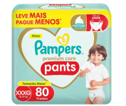Fralda Pampers Premium Care Pants Tamanho XXXG – 80 Unidades na Amazon