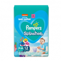 Fralda Pampers Splashers Baby Shark Tamanho P/M Com 12 Unidades na Pague Menos