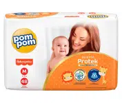 Fralda Pom Pom Derma Protek M – 48 Unidades na Extra