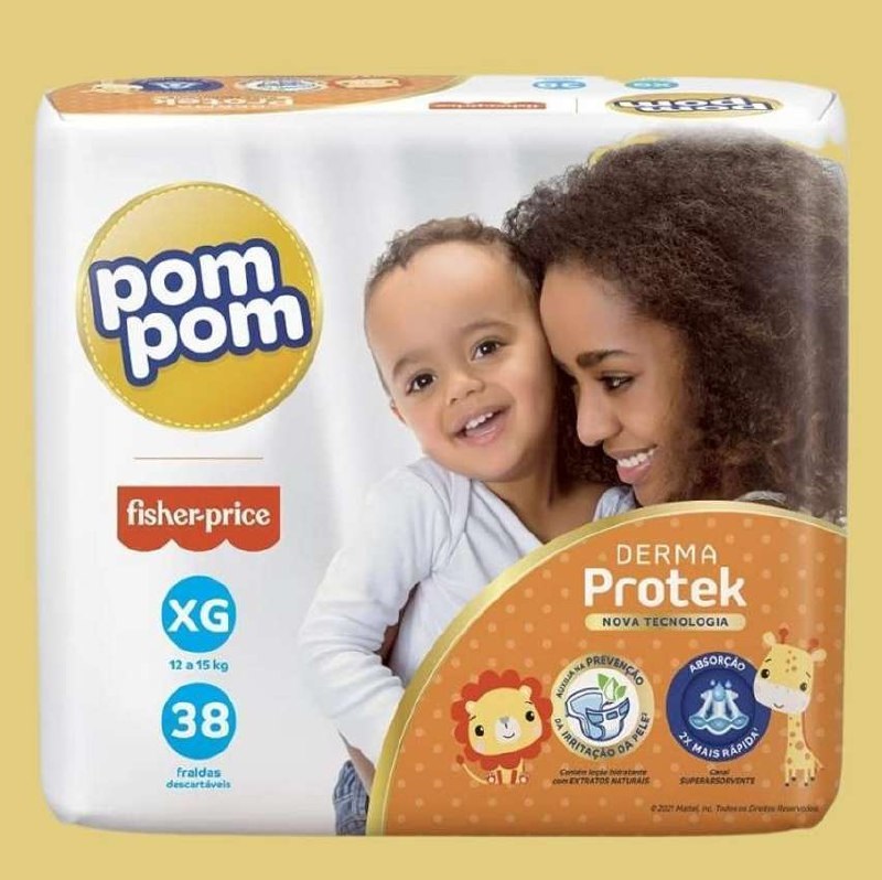Fralda Pom Pom Derma Protek Mega Xg 38Un, Pom Pom, Laranja, Extra Grande na Amazon