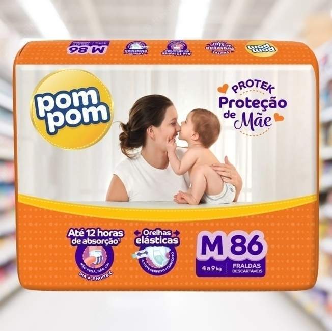 Fralda Pom Pom Protek Proteção de Mãe Hiper M 86 Unidades na Amazon