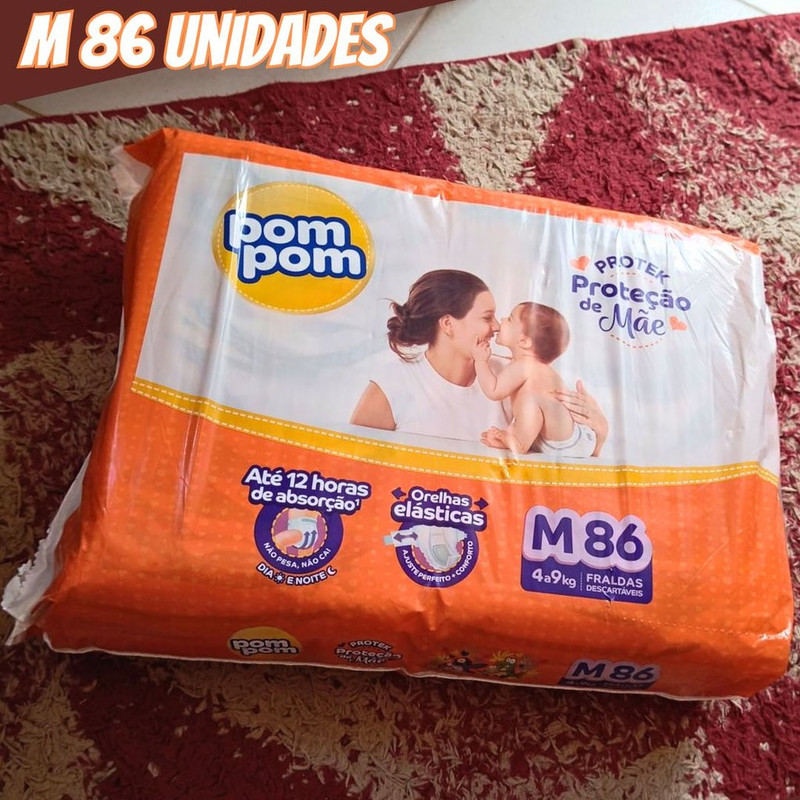 Fralda Pom Pom Protek Proteção de Mãe Hiper M 86 Unidades na Amazon