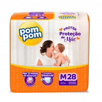 Fralda Pom Pom Protek Proteção De Mãe Jumbo M 28 Unidades na Pague Menos
