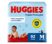 Fralda Tripla Proteção Huggies – M 92 Unidades na Amazon