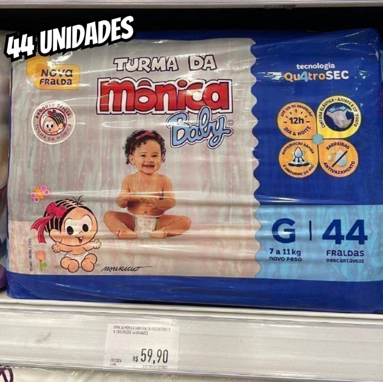 Fralda Turma da Mônica Baby Mega G 44 Unidades na Amazon