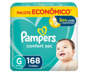 Fraldas Pampers Confort Sec G 168 Unidades, Pampers na Amazon