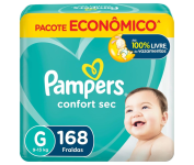 Fraldas Pampers Confort Sec G 168 Unidades, Pampers na Amazon