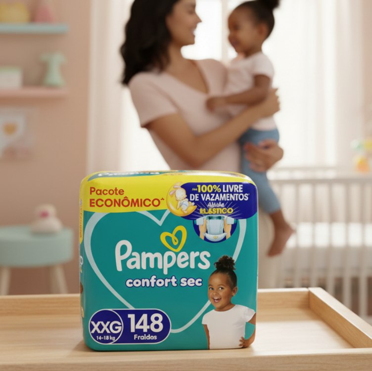 Fraldas Pampers Confort Sec XXG 148 Unidades na Amazon