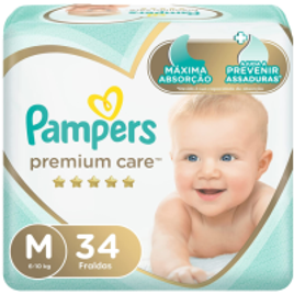 Fraldas Pampers Premium Care M 34 Unidades na Amazon